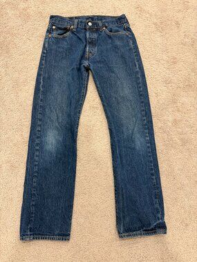 Levi's 501 Original Fit Jeans W30 L30 Medium Wash Button Fly Straight Leg Men's